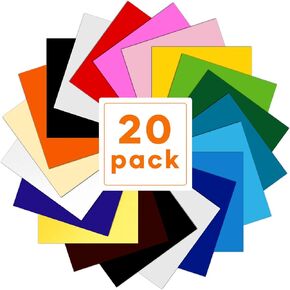 HTVRONT Heat Transfer Vinyl Bundle - 20 Pack 12" x 10" Iron on Vinyl for T-Shirt - 18 Assorted Colors for Cricut, Silhouette Cameo or Heat Press Machine…