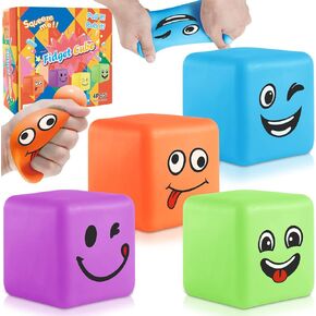 Fidget Toys Mini Stress Cube, 24Pcs Emotion Stress Balls Bulk for Kids and Adult, Slow Rising Stress Ice Cube Stress Balls, Dough Stress Balls Soft Fidget Squishy Toys for Anxiety Relief, Square Ball