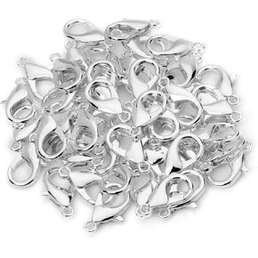 100 Lobster Clasps (16x8) Silver Plated Lobster Claw Clasps Jewelry Making Findings Lead & Nickel Free (100)