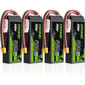 OVONIC 2S 450mAh Lipo Battery 7.4V 100C High Voltage Battery with XT30 Plug for RC Car Truck RC Vehicles Boat Drone RC Airplane Quadcopter Helicopter FPV Racing Hobby Models [4pcs]