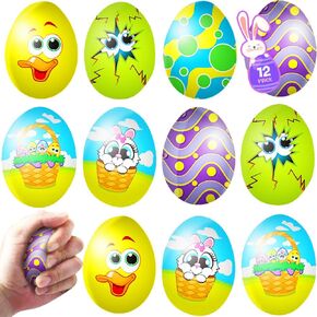 ArtCreativity Easter Squishies – 12 Pcs 2.75" Slow-Rising Squishy Egg Stress Balls – Easter Egg Hunt Fillers, Basket Stuffers, Party Favors for Kids & Adults, Sensory Fidget Toys for Stress Relief