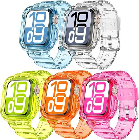 DABAOZA 5 Packs Clear Crystal Neon Bands Compatible Apple Watch 45/44mm in Kuwait