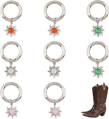 SUPERFINDINGS Boot Shoe Charms Tibetan Style Charms Rings Hanging Ornaments Snake Sun Bats Knives Skull Moth Star Charms for Shoes Bag Purse in Kuwait