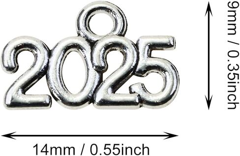 Tupalizy 100PCS Mini Alloy Year 2025 Charms Beads Graduation Decor for Tassel Necklace Pendant Bracelet Earrings Keychains Jewelry Findings Making Accessory DIY Crafting Wedding Supplies, 9x14mm in Saudi Arabia