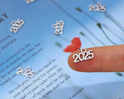 Tupalizy 100PCS Mini Alloy Year 2025 Charms Beads Graduation Decor for Tassel Necklace Pendant Bracelet Earrings Keychains Jewelry Findings Making Accessory DIY Crafting Wedding Supplies, 9x14mm in Saudi Arabia