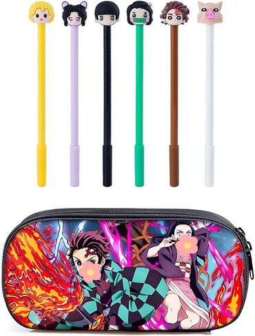 G-Ahora 6 Pcs Anime Pen Black 0.5mm School Supplies with 1 Lead Refill Set (Pink) in Saudi Arabia