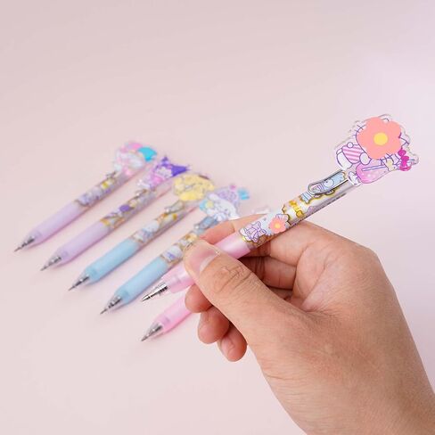 G-Ahora 6 Pcs Anime Pen Black 0.5mm School Supplies with 1 Lead Refill Set (Pink) in Saudi Arabia