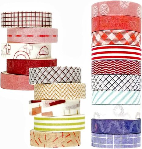 مجموعة شريط Washi ، 20 لفائف من شريط Washi الملون ، شريط زخرفي للفنون والحرف ، لوازم القصاصات الخضراء الأزرق الأزرق الأزرق الوردي الأصفر واش. (20 رولز معكرون 2) in Saudi Arabia