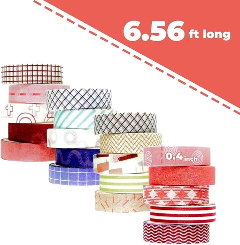 مجموعة شريط Washi ، 20 لفائف من شريط Washi الملون ، شريط زخرفي للفنون والحرف ، لوازم القصاصات الخضراء الأزرق الأزرق الأزرق الوردي الأصفر واش. (20 رولز معكرون 2) in Saudi Arabia