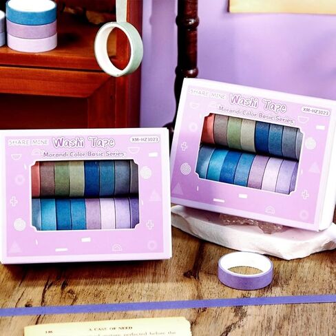 مجموعة شريط Washi ، 20 لفائف من شريط Washi الملون ، شريط زخرفي للفنون والحرف ، لوازم القصاصات الخضراء الأزرق الأزرق الأزرق الوردي الأصفر واش. (20 رولز معكرون 2) in Saudi Arabia