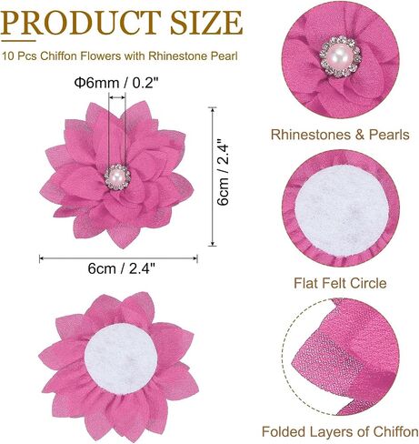 PATIKIL Fabric Brooches Flowers, Fabric Flowers for Brooch Pin Sewing Fabric Appliques with A Pearl in Saudi Arabia