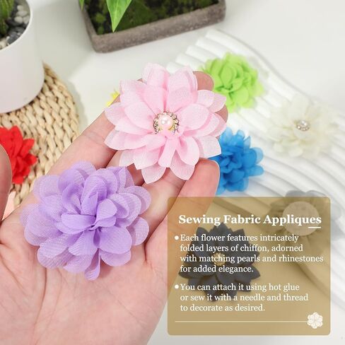 PATIKIL Fabric Brooches Flowers, Fabric Flowers for Brooch Pin Sewing Fabric Appliques with A Pearl in Saudi Arabia