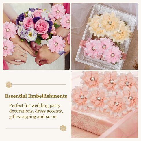 PATIKIL Fabric Brooches Flowers, Fabric Flowers for Brooch Pin Sewing Fabric Appliques with A Pearl in Saudi Arabia