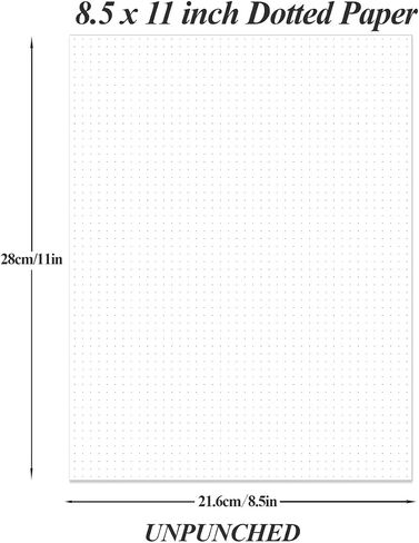 3-Hole Dotted Paper Refills, Letter Size 100Sheets / 200Pages Loose-Leaf Paper, 100gsm, White, 8.5'' x 11'' in Saudi Arabia