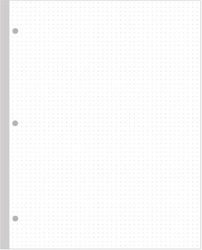 3-Hole Dotted Paper Refills, Letter Size 100Sheets / 200Pages Loose-Leaf Paper, 100gsm, White, 8.5'' x 11'' in Saudi Arabia