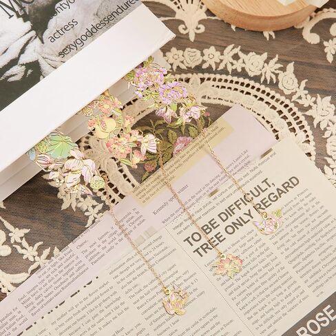 3 PCS Flower Butterfly Metal Bookmarks，Beautiful Golden Hollow Bookmark，Book Marks for Book for Women，Pretty Bookmarks for Women，Pretty and Increase Reading Interest (B) in Kuwait