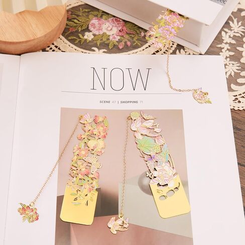 3 PCS Flower Butterfly Metal Bookmarks，Beautiful Golden Hollow Bookmark，Book Marks for Book for Women，Pretty Bookmarks for Women，Pretty and Increase Reading Interest (B) in Kuwait