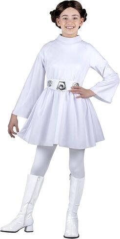 Star Wars Princess Leia الرسمي الشاب الهالوين - فستان مقنع مع حزام وشعر مستعار in Kuwait
