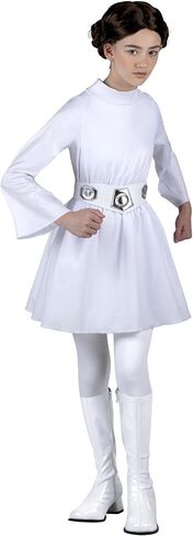 Star Wars Princess Leia الرسمي الشاب الهالوين - فستان مقنع مع حزام وشعر مستعار in Kuwait