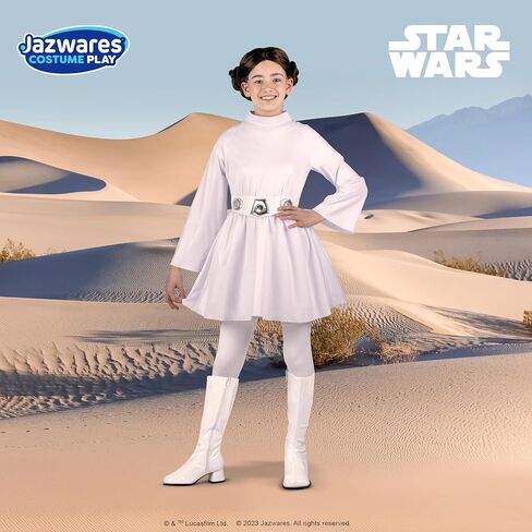 Star Wars Princess Leia الرسمي الشاب الهالوين - فستان مقنع مع حزام وشعر مستعار in Kuwait