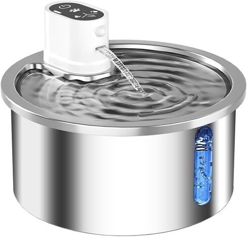 Stainless Steel Wireless Cat Water Fountain 3.2L/108oz Automatic Cat Water Dispenser 4000mAh Battery Operated Large Capacity Pet Water Fountains for Cats Dogs (Black Classic) in Saudi Arabia