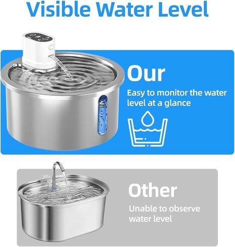 Stainless Steel Wireless Cat Water Fountain 3.2L/108oz Automatic Cat Water Dispenser 4000mAh Battery Operated Large Capacity Pet Water Fountains for Cats Dogs (Black Classic) in Saudi Arabia