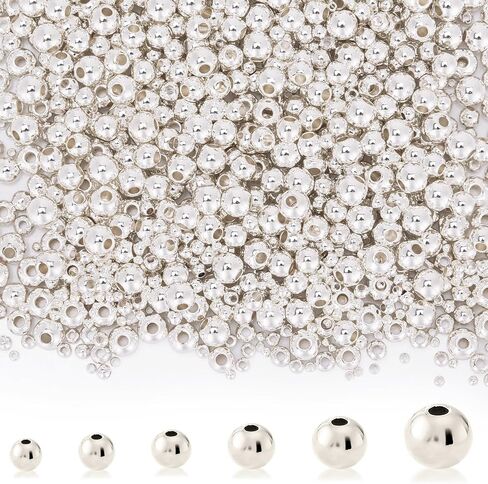 250pc 4mm Silver Filled Spacer Beads for Jewelry Making - Smooth Round Beads for Bracelets & Layered Necklaces in Kuwait
