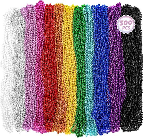 500 PCS Mardi Gras Beads, 33" Beaded Necklaces, Green St Patricks Day Accessories, Christmas Bead Necklace, Parade Throws Bulk Party Favors Supplies Decor for Wedding Birthday Pirate in Kuwait