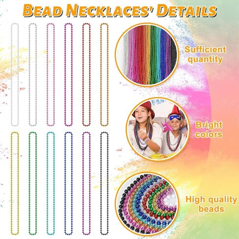 500 PCS Mardi Gras Beads, 33" Beaded Necklaces, Green St Patricks Day Accessories, Christmas Bead Necklace, Parade Throws Bulk Party Favors Supplies Decor for Wedding Birthday Pirate in Kuwait