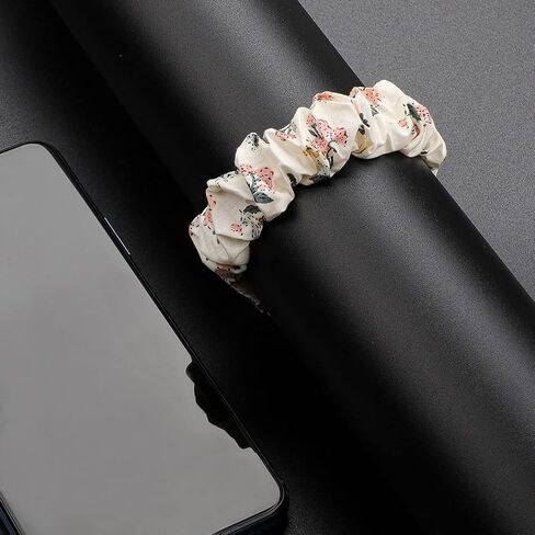 Scrunchie bands Compatible with Fitbit Charge 5 Band,For Women,Replacement Strap,Large Small,Elastic Fabric Pattern Wristbands Soft Cloth watch band For Charge 5 (H, Small) in Saudi Arabia