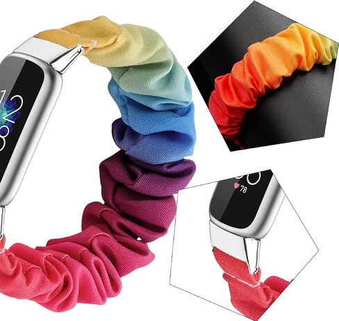 Scrunchie bands Compatible with Fitbit Charge 5 Band,For Women,Replacement Strap,Large Small,Elastic Fabric Pattern Wristbands Soft Cloth watch band For Charge 5 (H, Small) in Saudi Arabia