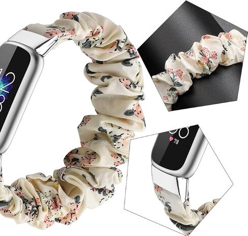 Scrunchie bands Compatible with Fitbit Charge 5 Band,For Women,Replacement Strap,Large Small,Elastic Fabric Pattern Wristbands Soft Cloth watch band For Charge 5 (H, Small) in Saudi Arabia