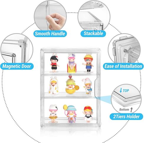 Clear Acrylic Display Case, 5 Tier Large Acrylic Blind Box for Figures, Dustproof Storage Organizer with Magnetic Door for Action Figures Toys, Stackable Collectibiles Showcase in Kuwait