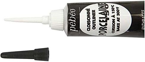 Pebeo Porcelaine 150, China Paint Outliner - Anthracite Black, 0.6 Fl Oz (Pack of 1) (036-006) in Kuwait