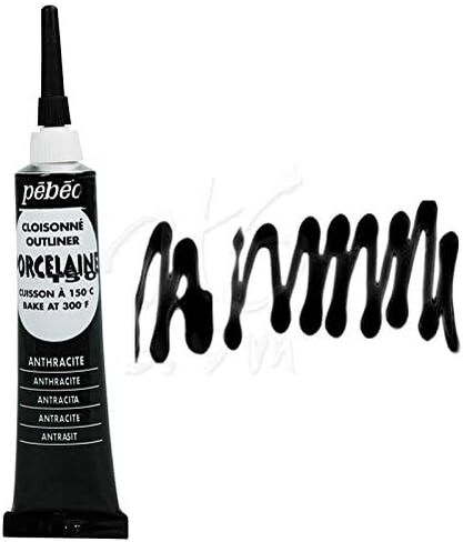 Pebeo Porcelaine 150, China Paint Outliner - Anthracite Black, 0.6 Fl Oz (Pack of 1) (036-006) in Kuwait