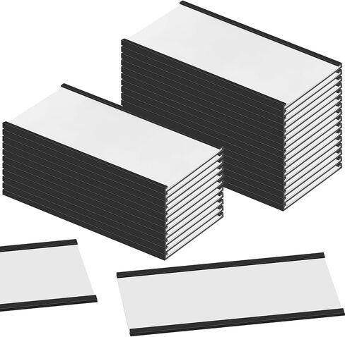 Fainne 30 PCS C Channel Magnetic Label حامل 4 × 2 بوصات مع إدراج البطاقة البيضاء حماة بلاستيكية واضحة ملصقات الرف مع علامات اسم المغناطيس لعلامات الأدوات المغناطيسية لرفف أبيض معدني in Kuwait
