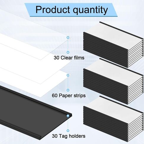 Fainne 30 PCS C Channel Magnetic Label حامل 4 × 2 بوصات مع إدراج البطاقة البيضاء حماة بلاستيكية واضحة ملصقات الرف مع علامات اسم المغناطيس لعلامات الأدوات المغناطيسية لرفف أبيض معدني in Kuwait