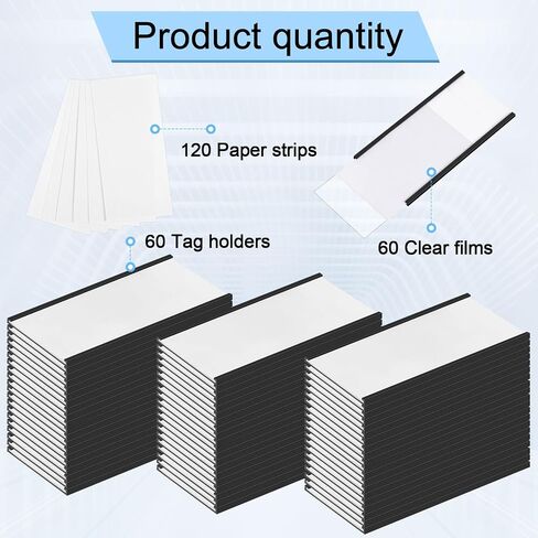 Fainne 30 PCS C Channel Magnetic Label حامل 4 × 2 بوصات مع إدراج البطاقة البيضاء حماة بلاستيكية واضحة ملصقات الرف مع علامات اسم المغناطيس لعلامات الأدوات المغناطيسية لرفف أبيض معدني in Kuwait