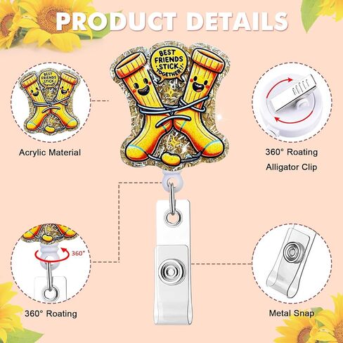 Hasfine 4 Pack Clittering Beendable Retractable ، Help on the Way Way Weather Supers Funning Acrylic Id Padge مع مقطع التمساح للممرضات معلمي المعلمين وموظفي المكتب in Kuwait