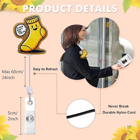 Hasfine 4 Pack Clittering Beendable Retractable ، Help on the Way Way Weather Supers Funning Acrylic Id Padge مع مقطع التمساح للممرضات معلمي المعلمين وموظفي المكتب in Kuwait