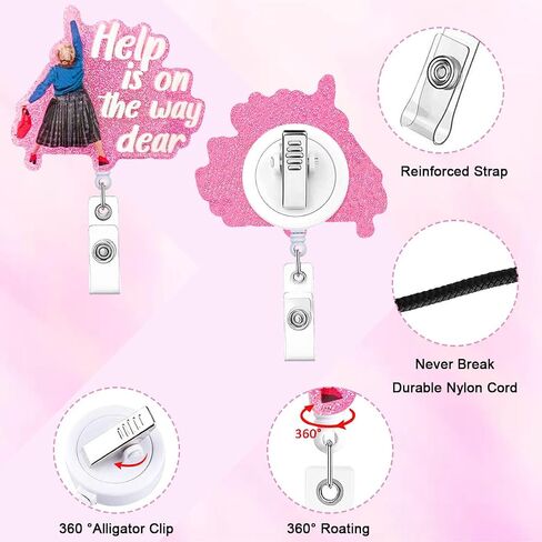 Hasfine 4 Pack Clittering Beendable Retractable ، Help on the Way Way Weather Supers Funning Acrylic Id Padge مع مقطع التمساح للممرضات معلمي المعلمين وموظفي المكتب in Kuwait