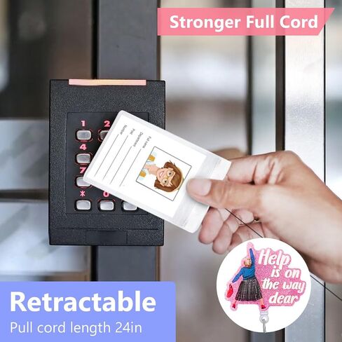 Hasfine 4 Pack Clittering Beendable Retractable ، Help on the Way Way Weather Supers Funning Acrylic Id Padge مع مقطع التمساح للممرضات معلمي المعلمين وموظفي المكتب in Kuwait