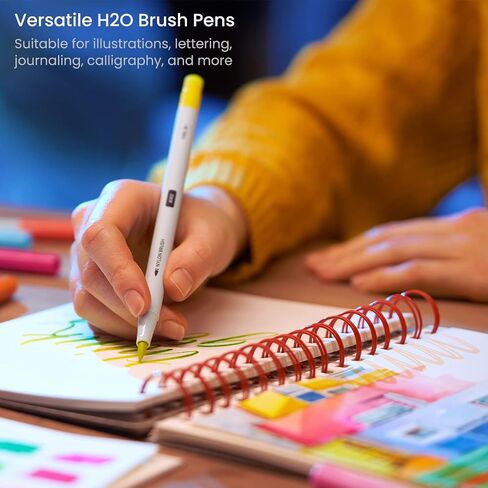 ARTEZA Dual Tip Brush Pens, 24 Watercolor Calligraphy Markers, Bright and Neon Tones, Nylon Brush and Fine Tip in Saudi Arabia