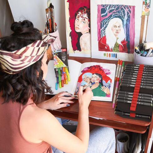 ARTEZA Dual Tip Brush Pens, 24 Watercolor Calligraphy Markers, Bright and Neon Tones, Nylon Brush and Fine Tip in Saudi Arabia
