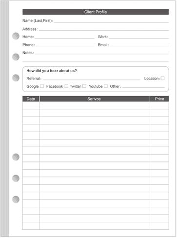 A5 Stylist Binder Insert Cards - 3-Hole Client Profile Cards for Hair Stylist, Salon, Spa, Hairdresser, 100 Sheets/200 Pages Business Data Client Card, 5.8''×8.3'' in Kuwait