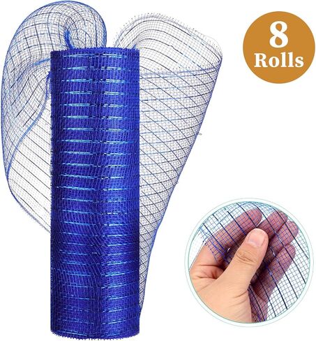 Timgle 8 Rolls Easter Deco Mesh Ribbon for Wreath Making 10in x 30ft Colored Poly Burlap Mesh Roll Foil Bow Making Fabric Supplies DIY Crafts for Spring Summer Valentines Supplies Decor(Light Color) in Saudi Arabia