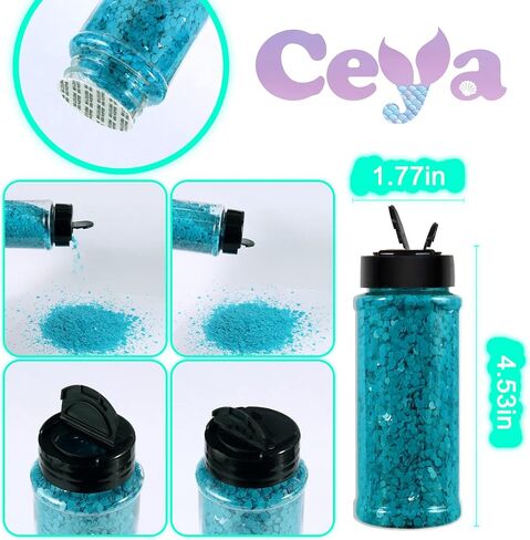 Ceya Glow in The Dark Glitter Set 18 Colors, 6.3 oz/ 180g Luminous Chunky Glitter Mix Fine Powder Flakes Fluorescent Nail Sequins for Epoxy Resin, Tumblers, Halloween Party, Festival Decor in Kuwait