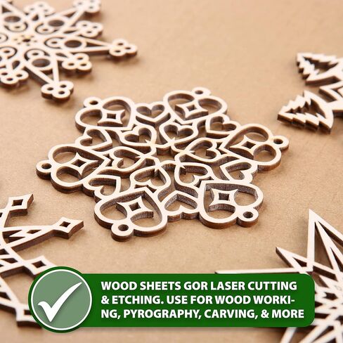 Mandala Crafts Baltic Birch Plywood Board 3x5 Inches - 16 Thin Wood Sheets for Crafting Model Laser Cutting Engraving - Unfinished Wood for Wood Burning Projects in Kuwait