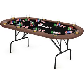 Poker Table Foldable Texas Holdem Poker Table Portable with Folding Legs for Card Game and Casino Gambling 8 Player Octagon