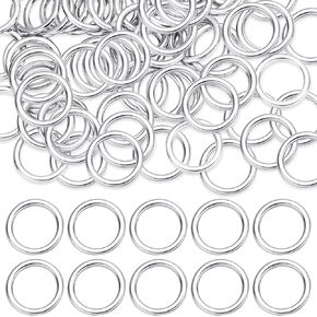 Mixweer 100 Pack Welded O Rings 304 Stainless Steel Jump Ring Smoothing Multi Purpose for DIY Crafting Camping Dog Leashes Macrame Luggage